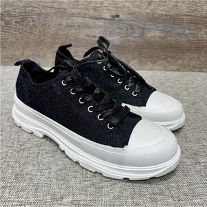 True Religion Black Glitter and White Chunky Sole Sneakers Size 10